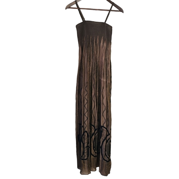 Lapis Anthropologie Smocked Maxi Dress Brown Fairycore Fairy One Size Fits All - Picture 1 of 16